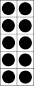 A tens frame with 10 dots in it.