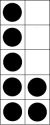 A tens frame with 7 dots in it.