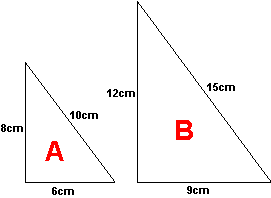 A diagram showing the enlargement of a right-angle triangle.