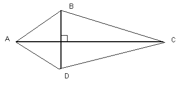 A kite-shaped quadrilateral with corners labelled A, B, C, and D.