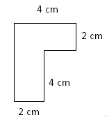 A composite shape which forms one-half of a capital ‘T’ shape. It is made of two 2 x 4 cm rectangles which are perpendicular to each other. More possible compositions of the shape are described in step 12. 