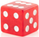 Picture of a red six-sided die.