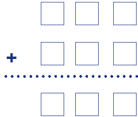A diagram demonstrating that when the digits inside three blank tiles are added to the digits in another three blank tiles, the resulting sum is the digits inside another three blank tiles.