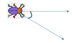 This diagram shows a robot with two possible paths of movement - on a line at 0 degrees or on a line at 45 degrees.