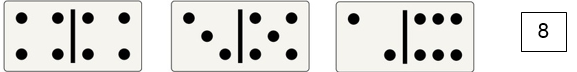 Picture showing a group of three dominoes, each with 8 dots.