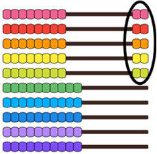 Image of a Slavonic abacus showing 2 x 5.