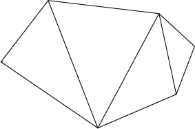 Four triangles placed beside each other to form a hexagon.