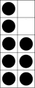 A tens frame with eight dots in it.