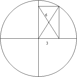 A diagram showing the dimensions of one rectangle inside one of the quarter-sections of the circle.