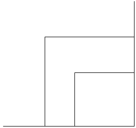 A diagram of two squares (one inside of the other) sitting within a right angle.