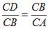 The equation CD / CB = CB / CA.