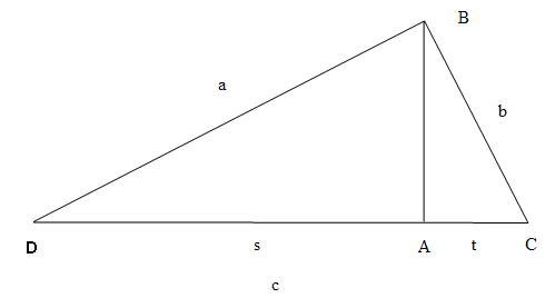 A diagram of triangles ABD and ACB.