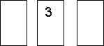 Three cards. The middle card shows a 3. The other two cards are blank.