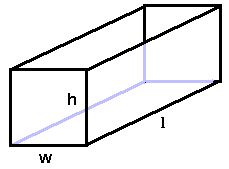 A diagram of penny's box with the width, length, and height dimensions identified.