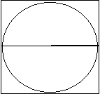 Diagram showing a circle with a line identifying side length of the square (2r).