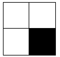 Fred's four tiles: The tile has been rotated so that the black tile is in the bottom right square.
