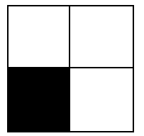 Fred's four tiles: The tile has been rotated so that the black tile is in the bottom left square.