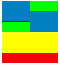 A rectangular mat design using rectangular pieces of different colours.