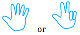 Image of 2 hands separated by the word “or”. The first hand shows 5 fingers and the second hand shows 3 fingers. 