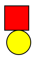 Diagram of a circle below a square.