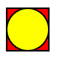 Diagram of a circle in front of a square.