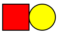 Diagram of a circle on the right side of a square.
