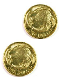 Two $1 coins.