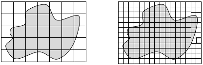Two playing fields measured with square grids.