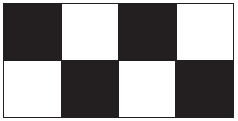 A 2 x 4 array of alternating black and white tiles.