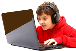 Image of a child playing a computer game.