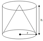 This diagram illustrates the formula for a cylinder and cone.