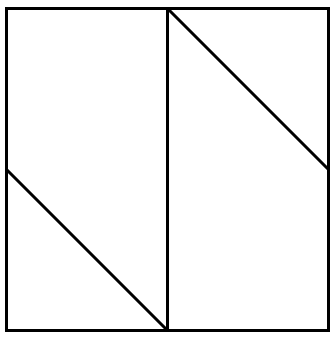 A dissection puzzle consisting of two isosceles triangles and two irregular polygons.