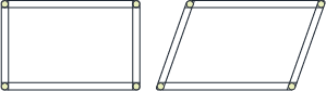 Image showing that a parallelogram can be made by pushing the edges of a rectangle a little bit.