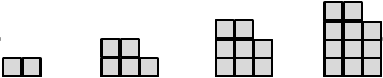 A pattern of block towers. Each tower grows by 3 blocks.
