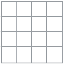 Miriama's window: A 16-square grid (4 x 4 squares).