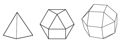 A square-based pyramid, cuboctahedron, rhombicuboctahedron.