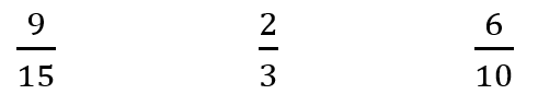 Image of three different fractions in symbolic form.