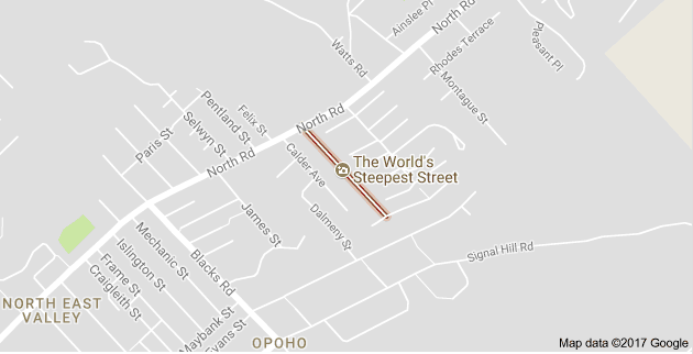 A street map showing Baldwin street.