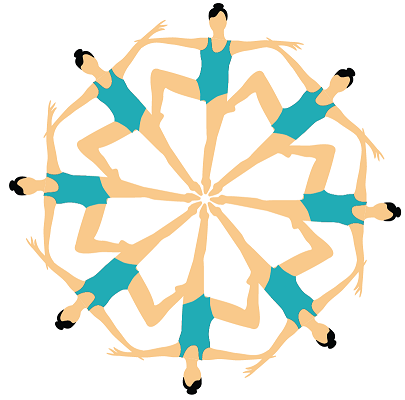 Image of 8 synchronised swimmers arranged in a formation.