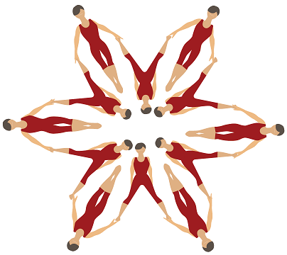 Image of synchronised swimmers arranged in a formation.