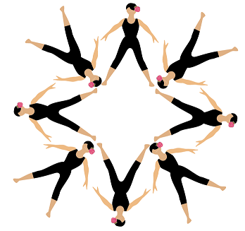 Image of synchronised swimmers arranged in a formation.