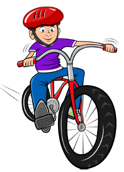 Decorative image of a boy riding a bike.