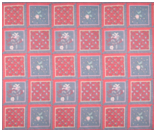 Picture of a quilt pattern with squares in a six by five array.