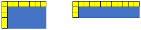 Image of rectangles being measured with centimetre cubes.