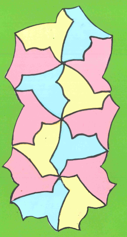 A tessellation created with coloured paper.