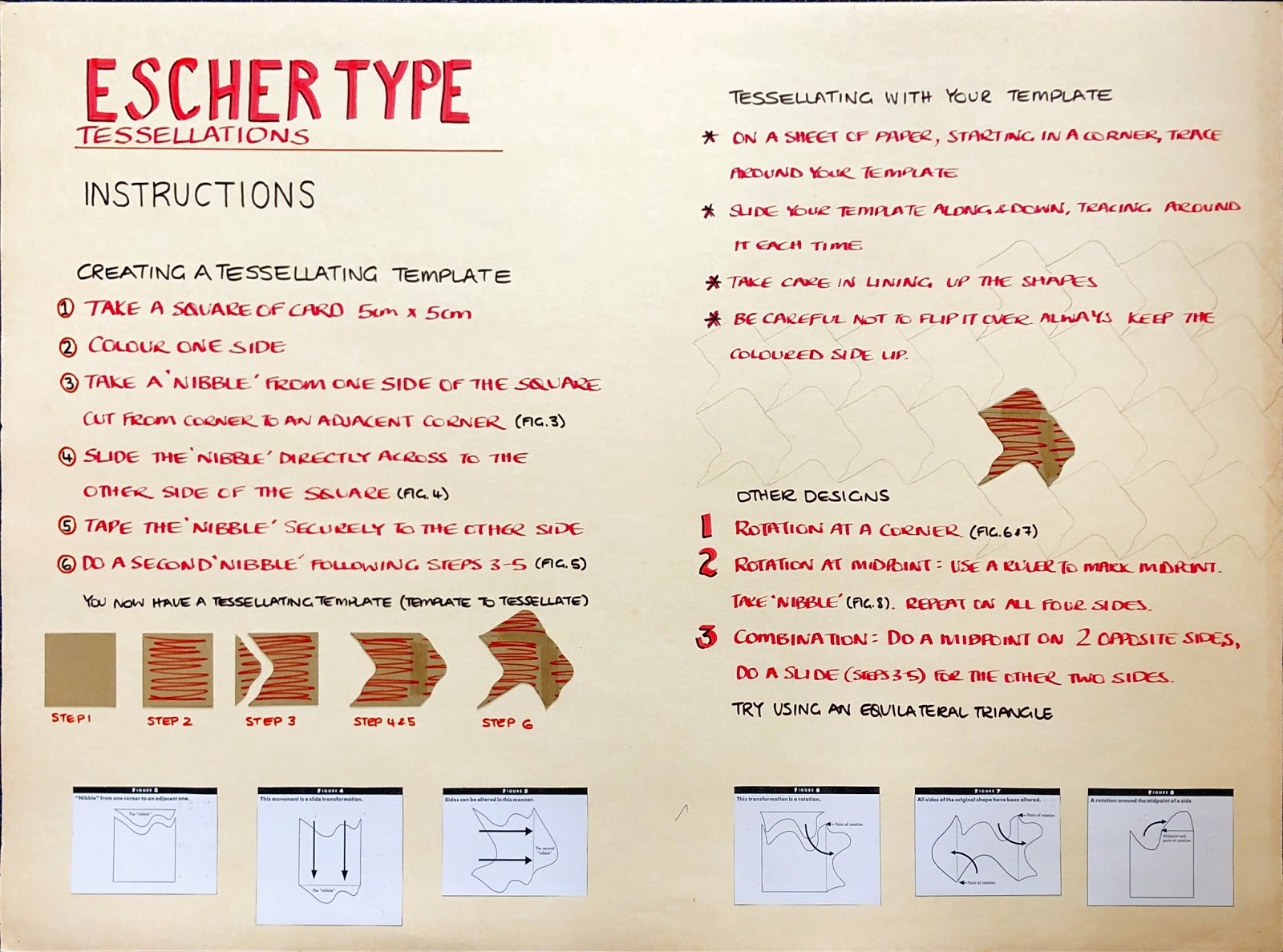 Instructions for the Escher Type Tessellations activity.