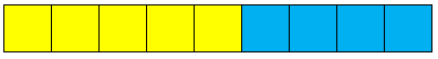 A stack of 9 cubes, 5 yellow and 4 blue.