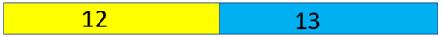 Schematic diagram of 12 yellow and 13 blue cubes.