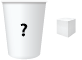 Image of a cup with an unknown number of cubes in it, and 1 single cube.
