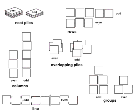 Diagram showing different ways to organise the data cards.